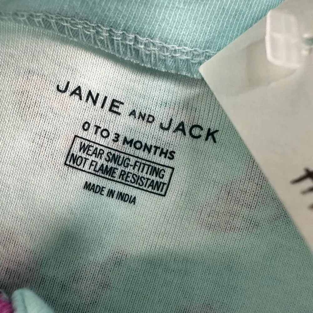NWT Janie & Jack Baby One Piece Butterfly Pajama 100% Cotton - 0-3 Monrh
